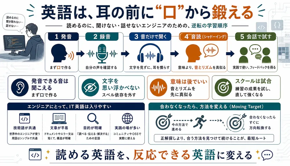 『ITエンジニアのゼロからはじめる英語勉強法』の図解